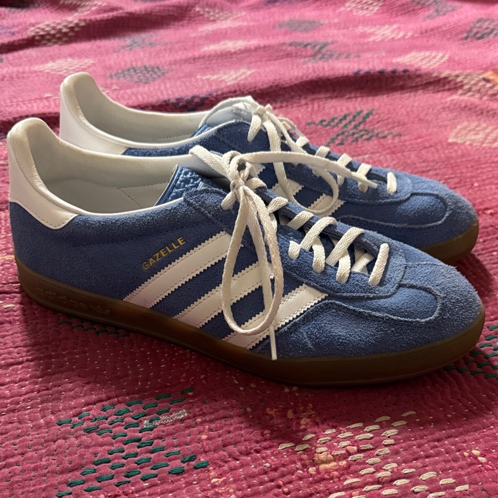 adidas Gazelle Suede Sneakers in Blue Bubblegum with White Stripes